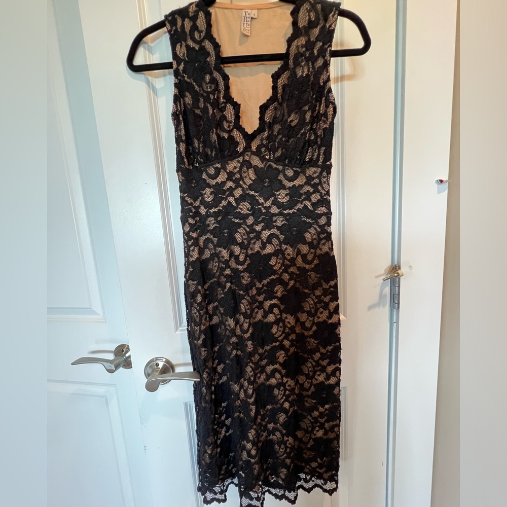Black lace dress plunge neck line